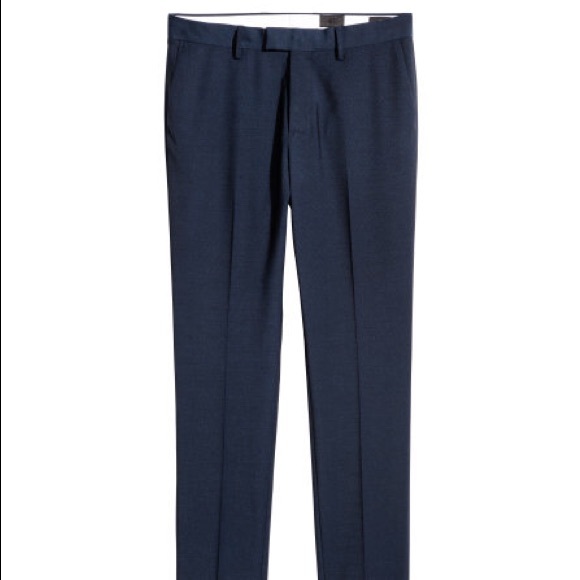 H&M Slim Fit Blue Wool Smart Trousers Pants 30R - Picture 1 of 4
